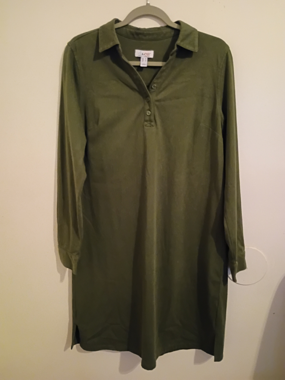 Denim&Co Olive Green Mini Dress Sz M